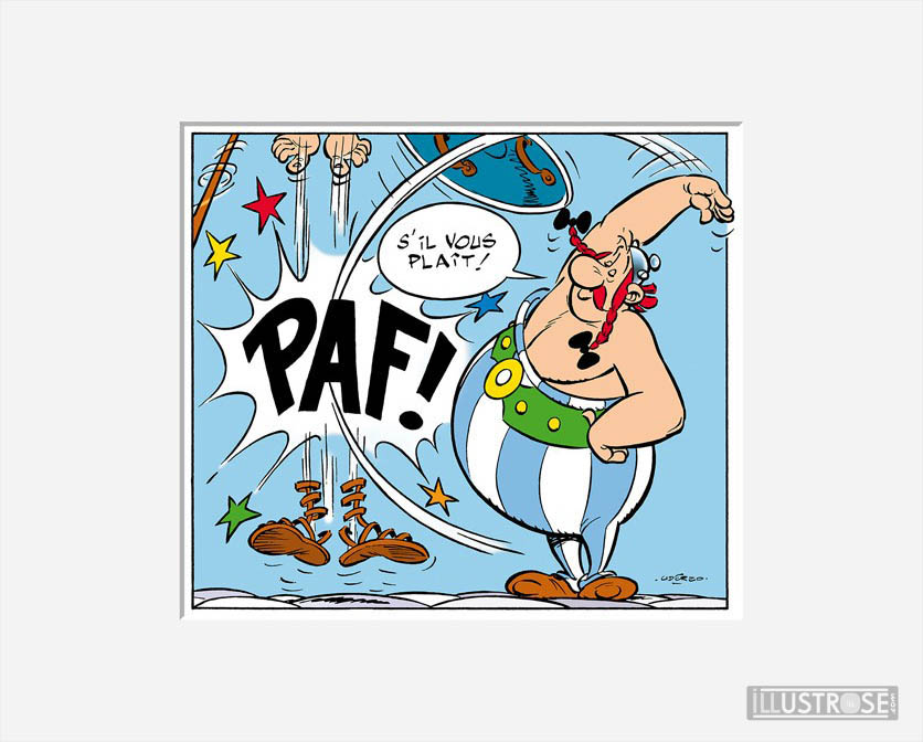 Affiche d'art décorative BD Astérix d'Albert Uderzo 'PAF! Obélix' - Illustrose
