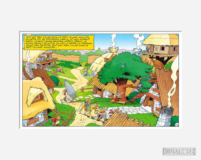Affiche d'art décorative BD Astérix d'Albert Uderzo 'Village des irréductibles' - Illustrose