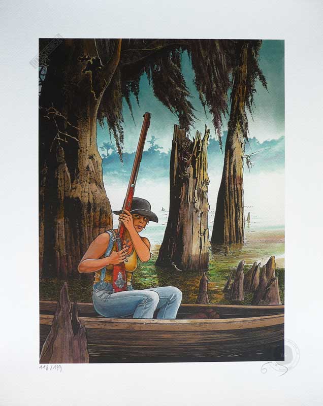 Affiche d'art BD Les passagers du vent 'La petite fille bois caïman' - Illustrose