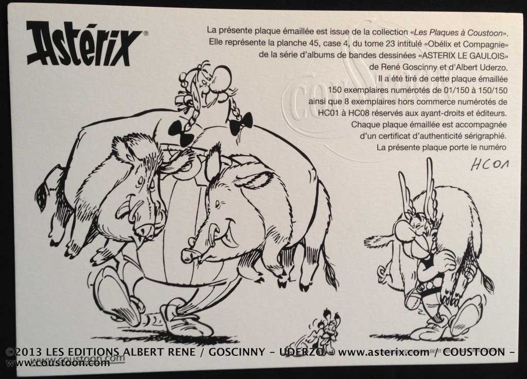 Plaque émaillée Astérix 'Obélix et compagnie' de Goscinny et Uderzo - Illustrose