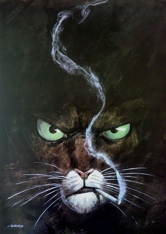 Affiche BD Blacksad de Guarnido 'Portrait à la cigarette' - Illustrose