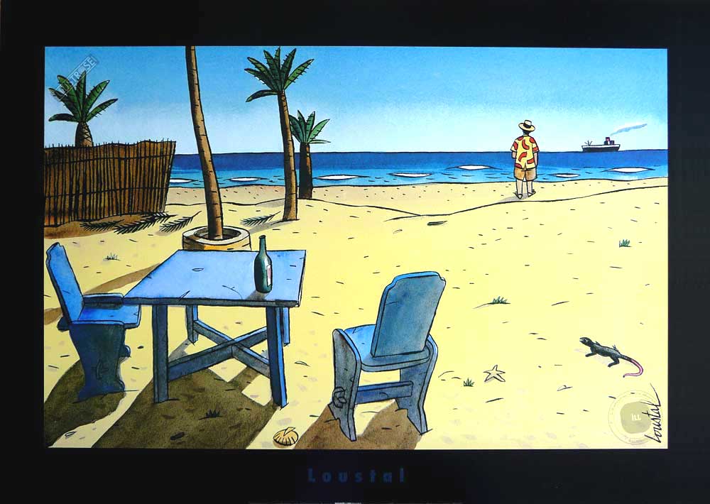 Affiche d'art illustration de Loustal 'La plage' - Illustrose