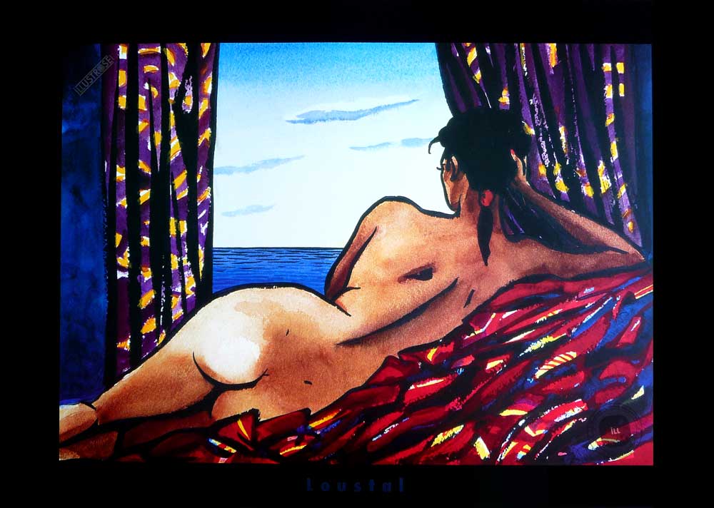 Affiche d'art illustration de Loustal 'Nu à la fenêtre' - Illustrose