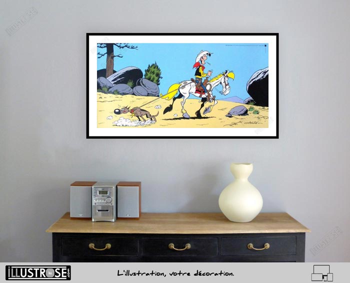 Affiche d'art poster BD Lucky Luke et rantanplan de Achdé - Illustrose