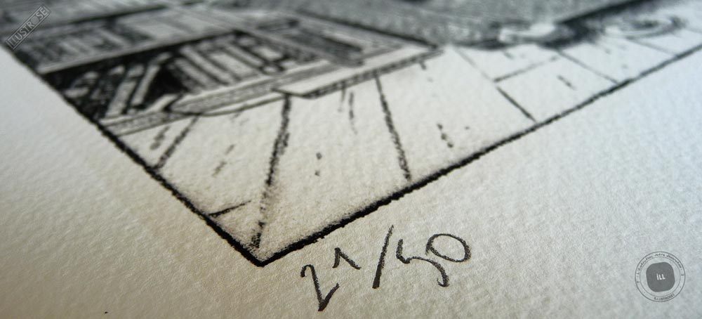 Estampe d'art signée et encadrée André Juillard, 'Le plaisir de lire' sur papier d'art - Illustrose