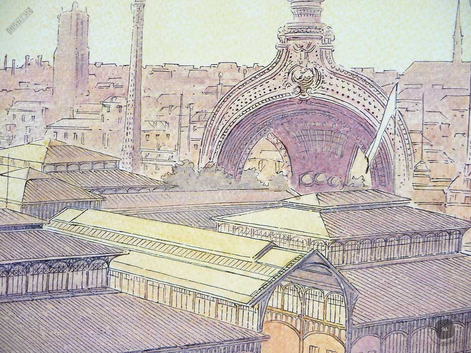 Affiche d'art François Schuiten 'Paris les Halles le jour' sur papier d'art - Illustrose