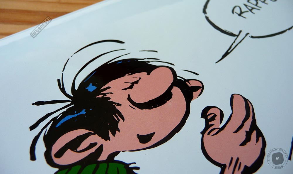 Plaque émaillées para BD Coustoon déco 'Gaston Lagaffe - Tortue, rapporte' de Franquin - Illustrose
