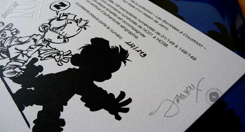 Plaque émaillées para BD Coustoon déco 'Le petit Spirou - Somnambule' de Janry - Illustrose