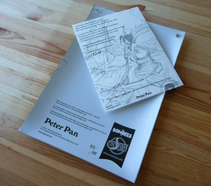 Plaque émaillées para BD Coustoon déco 'Peter Pan - Clochette hommage à Uderzo' de Régis Loisel - Illustrose