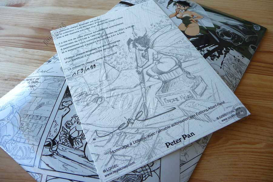 Plaque émaillées para BD Coustoon déco 'Peter Pan - Clochette hommage à Uderzo' de Régis Loisel - Illustrose
